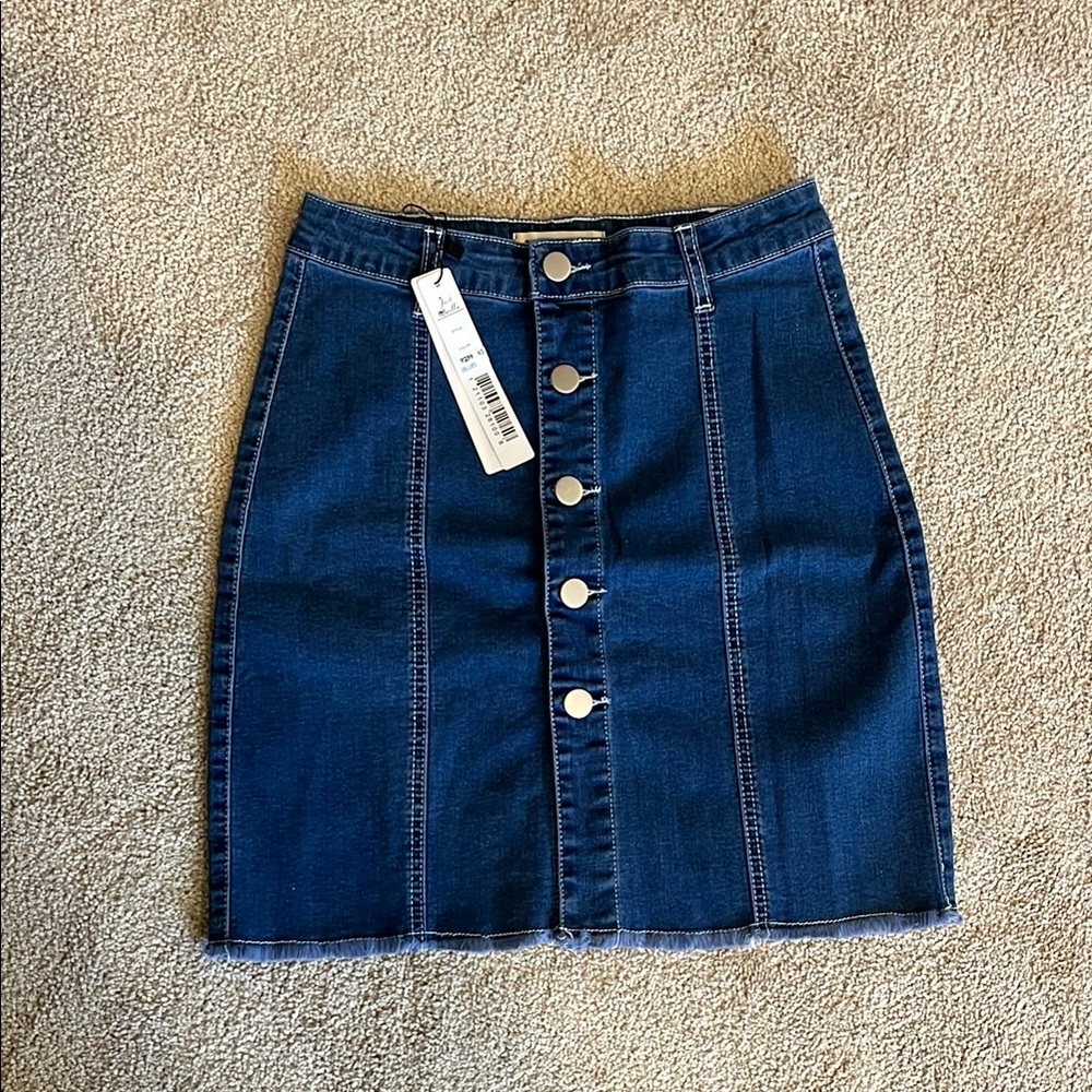 Denim Button-Front Skirt